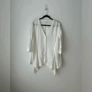 COS white modal  asymmetric white blouse